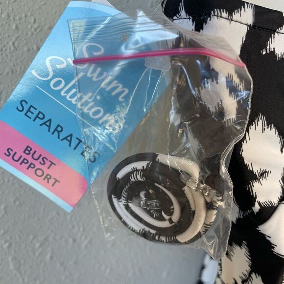 NWT Swim Solutions Black and White Bandeau Tankini Size 8 - Picture 4 of 5